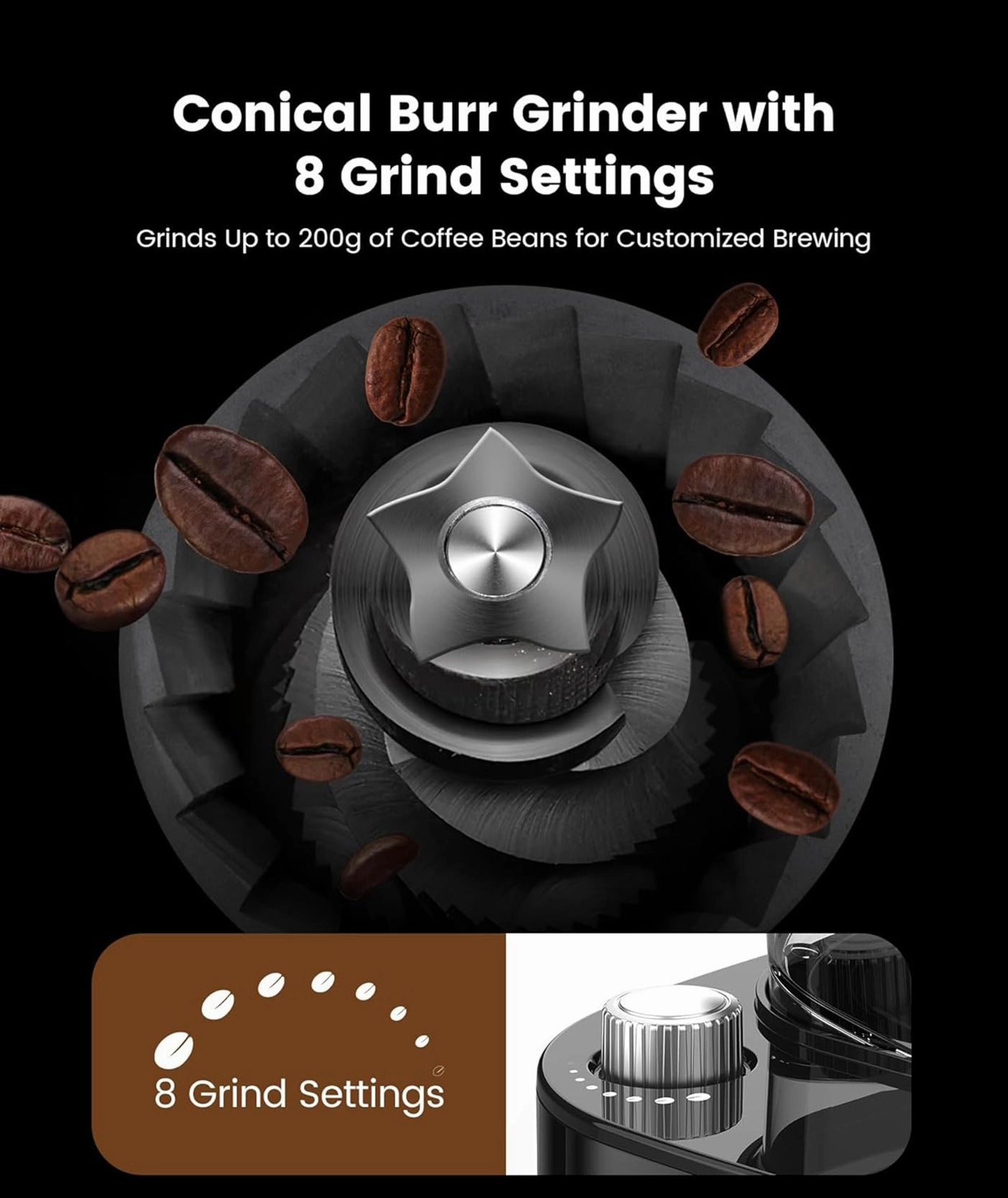 10-Cup Drip Coffee Maker with Built-In Grinder