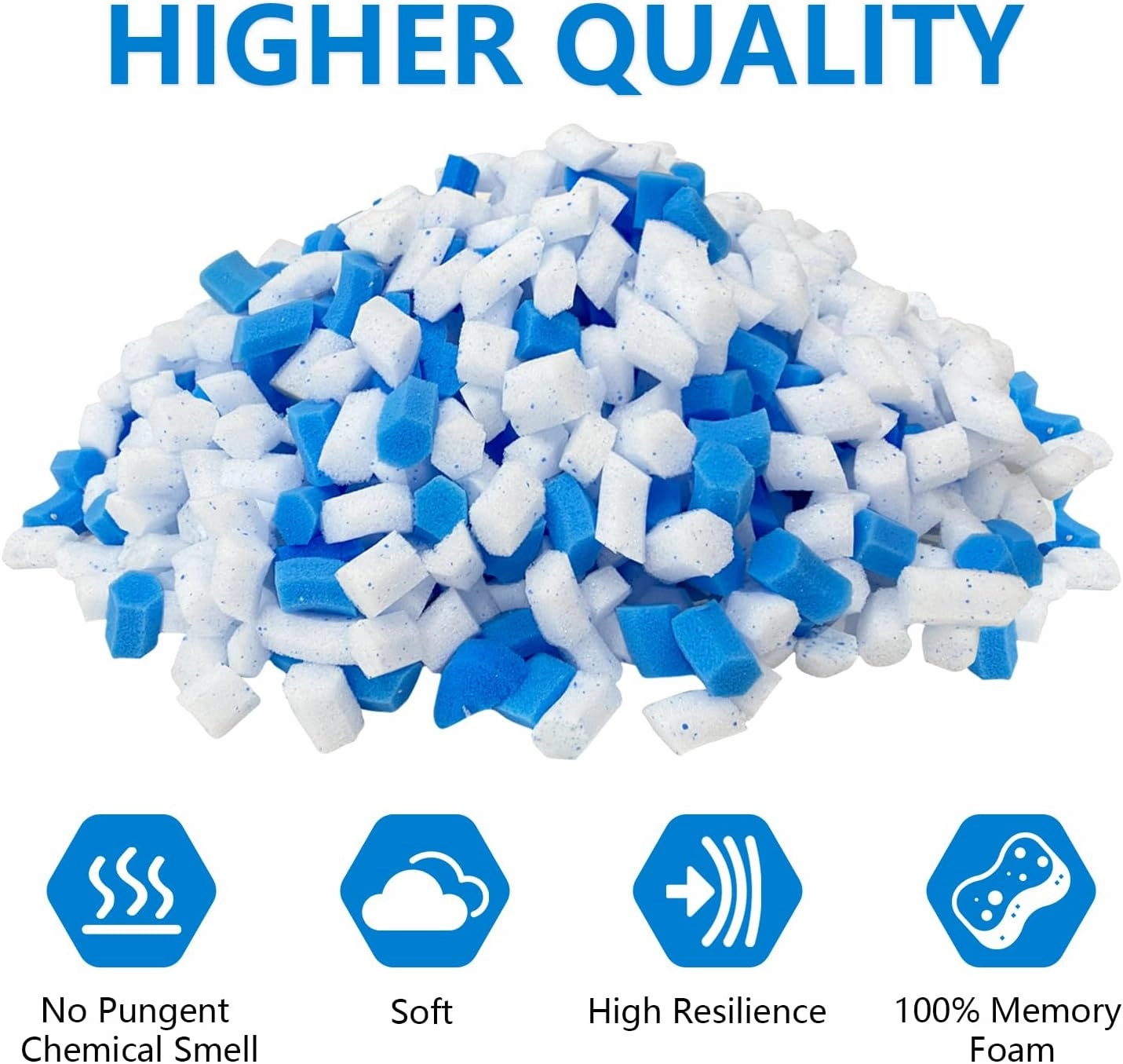10lbs Shredded Gel Memory Foam Filling for Bean Bag Chair, Real Memory Foam Stuffing for Cooling Pillow, Couch, Pouf Beanbag Chair, Dog Bed, Cushion, Art Crafts