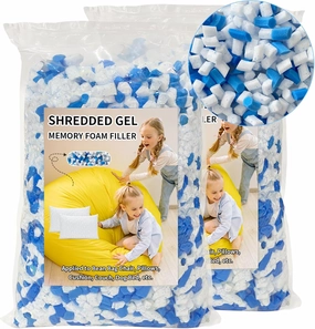 10lbs Shredded Gel Memory Foam Filling for Bean Bag Chair, Real Memory Foam Stuffing for Cooling Pillow, Couch, Pouf Beanbag Chair, Dog Bed, Cushion, Art Crafts
