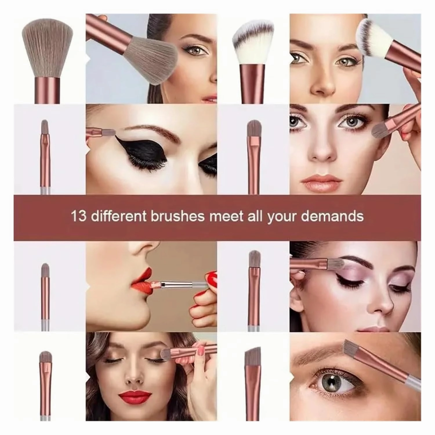 13 PCS Colorful Makeup Brush Set Eye Shadow Foundation Women's Makeup Brushes Eye Shadow Blush Beauty Soft Makeup Toolkit(Yellow)