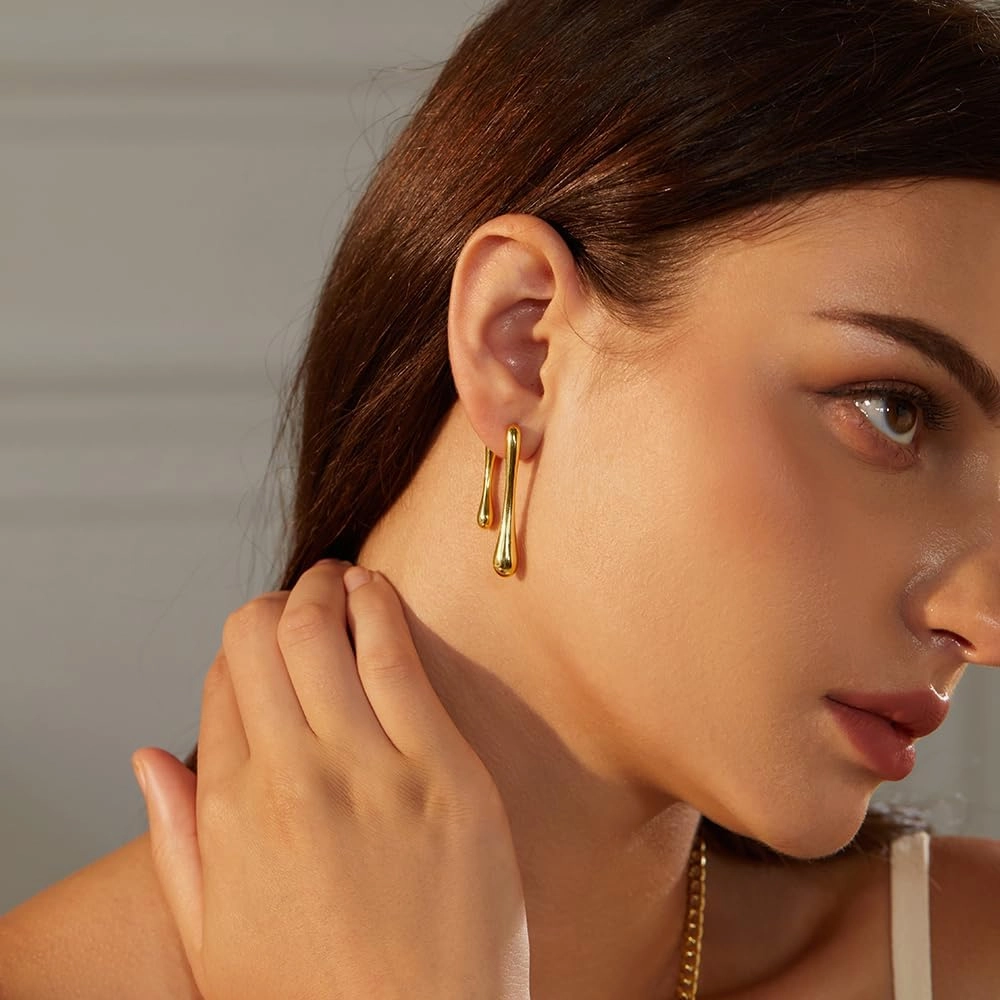 14K Gold Plated Earrings for Women Girls Dainty Pendant Earrings with 925 Sterling Silver Post Jewelry Gifts