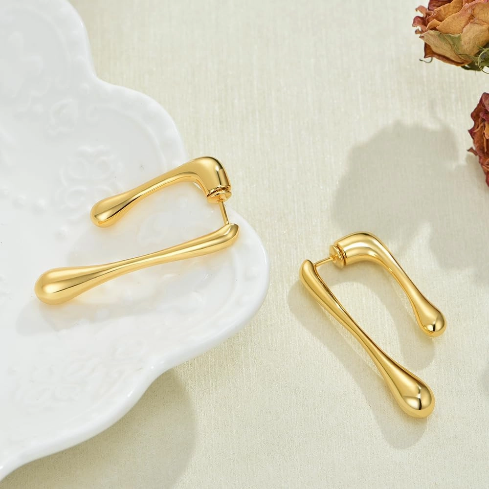 14K Gold Plated Earrings for Women Girls Dainty Pendant Earrings with 925 Sterling Silver Post Jewelry Gifts