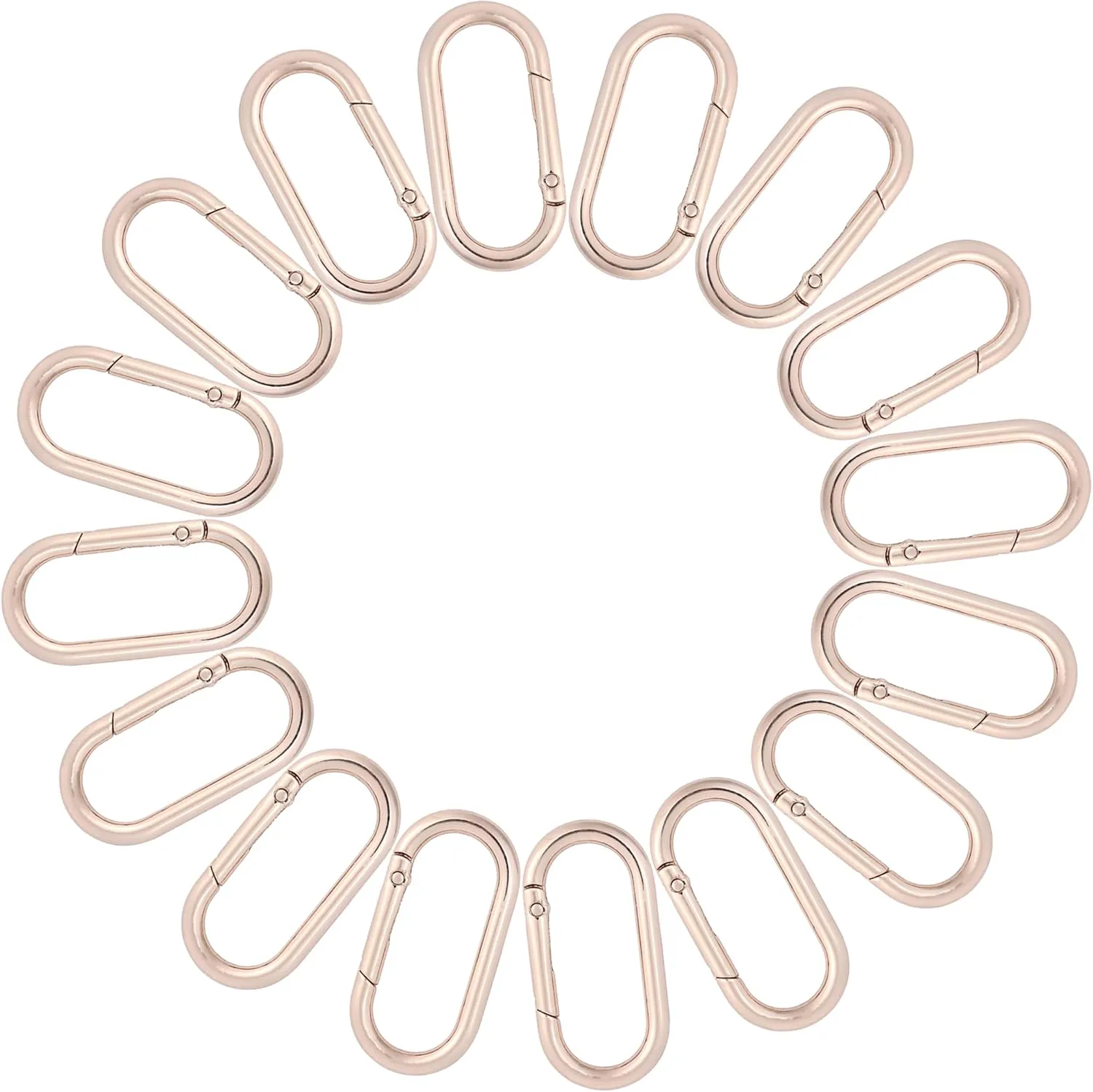 16 Pcs Gold Cute Carabiners Keychain Clip,Track Shape Carabiner Clip Aluminum Hook Accessories Snap Link Key Chain Ring Hook