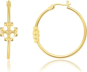 18k Gold Plated HoopEarrings Yellow Gold Cross Huggie Hoop Earrings for Women Cross Hoop Earrings 35mm
