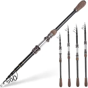 1.8M Telescopic Fishing Rod Portable Fishing Gear for Freshwater Saltwater Ergonomic Handle Compact Design Tangle Guide Ring for Ocean Lake Fishing
