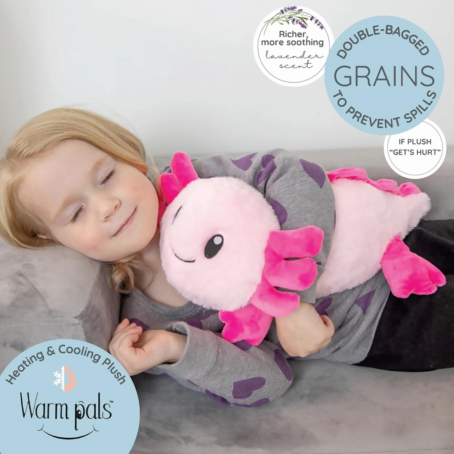 1i4 Group Warm Pals - Axolotl - Cozy Microwavable Lavender Scented Plush Toys - Heated Stuffed Animal - Heatable Coolable Bedtime Comfort Plushie