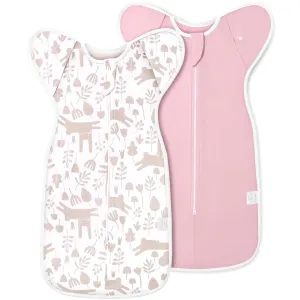 2-Pack Newborn Swaddle Sleep Sack - Arms Up Swaddle 0-3 Months, Baby Transitional Swaddles for Newborn, Cuff Removable Design, Pink Bunny Breathable Sleep Sacks with 2-Way Zipper