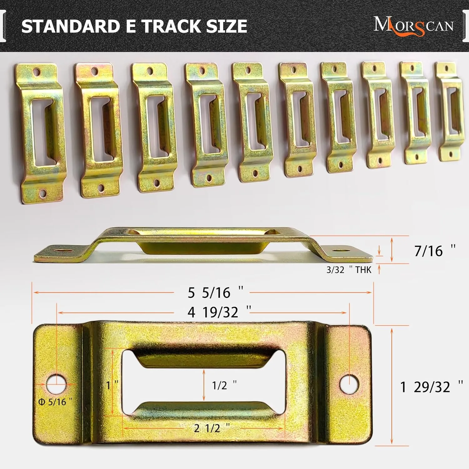 20 Pack E-Track Single Slots Extra Tie Down Anchor Points Portable E Track Rail System Accessories for Ratchet, Cam Straps, Pickups, Vans, Trucks, Trailers - Screws and Washers Included