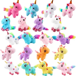 20 Pack Mini Stuffed Unicorn Animal Toys Small Plush Unicorn Bulk Rainbow Stuffed Unicorn Keychain for Christmas Easter Wedding Birthday Gift Goodie Bag Stuffer Party Favors