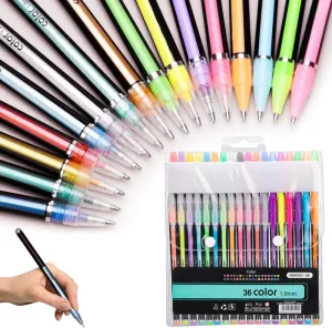 2025 New Glitter Gel Pens,Glitter Gel Pen Set for Coloring Books with Refills, Artist Colored Markers Colorful Pens Neon for Kids Adult Coloring Books and Drawing (Upgrade 36PCS)