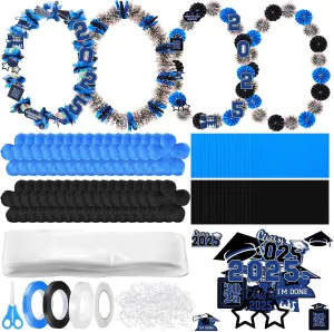24 Sets Graduation Candy Lei Making Kit Include 24 Clear Poly Candy Lei Tubing with Flower Cards Grad Stickers White Rubber Bands Ribbons Glues for 2025 Graduation Party Supplies