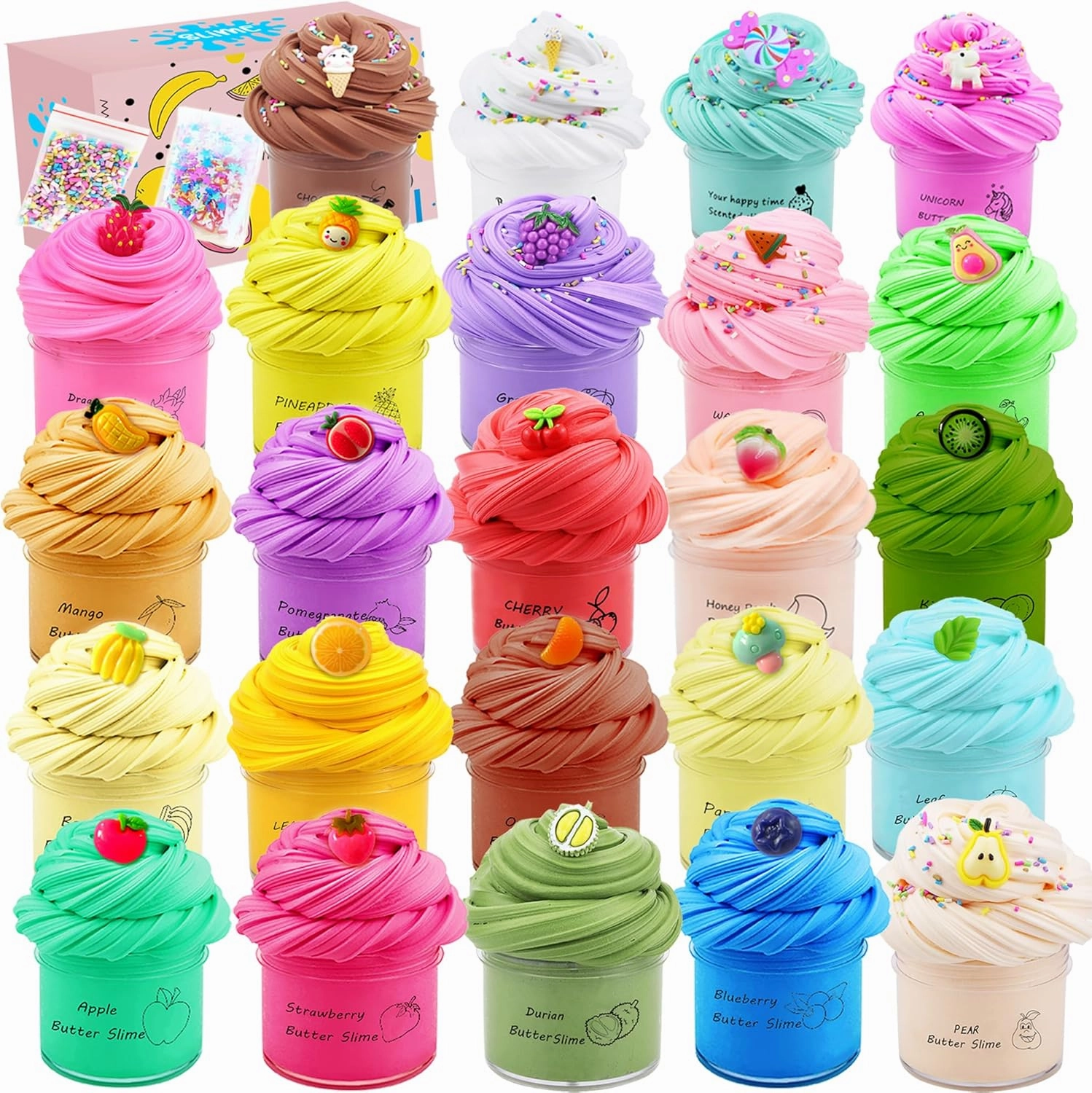 24pack Butter Slime Kit for Girl Boys, Party Favors, Stress Relief Toy, Stocking Stuffers for Kids 6 7 8 9 10 11 12 Years Old