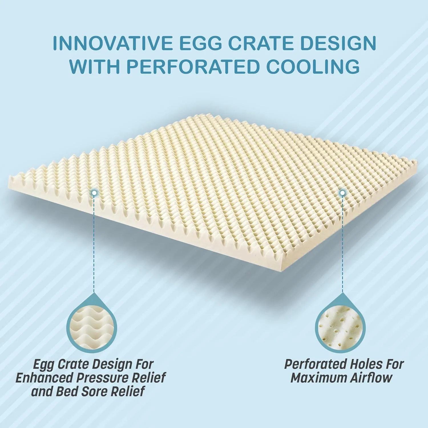 2.4" Green Natural Organic Egg Crate Latex Mattress Topper King Size - Soft Plush Pillow Top - GOLS Certified Convoluted Foam - Pressure Point Back Pain Relief Sleep Cool Bed Pad