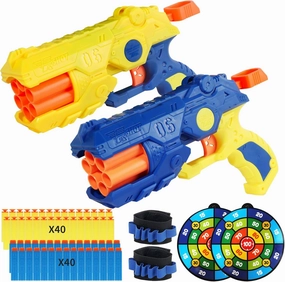 2 Pack Toy Foam Blaster Blaster Toy Gun Compatible with Nerf Bullets, 6 Auto-Dart Rotating Drum Soft Bullets Pistol, Children Christmas Birthday Boys and Girls 6   Years Kids Old Indoor Outdoor Games
