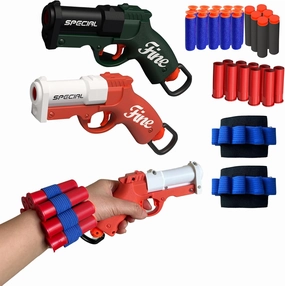 2 Pack Toy Pistol with Ejecting Shells Real Action Soft Bullet Toy Gun Foam Blaster Play Gun Look Real Hand Guns Fake Prop Shooting Game Foam Shock Wave Soft Bullet Game Toy for Boys 3 to 12 Ages