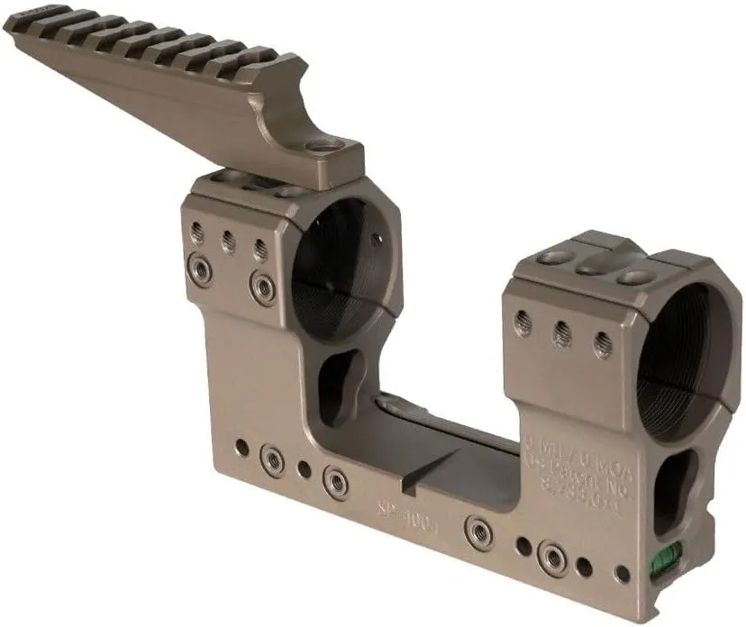 30/34mm Tube Dual Ring Scope Cantilever Mount & Top Extend Rail Base Mounting Set Combo With Integrate Bubble Levels & 10-Degree Wedge，1.54/1.93" Optical Centerline Height，For Standard 20mm Rail，Tan