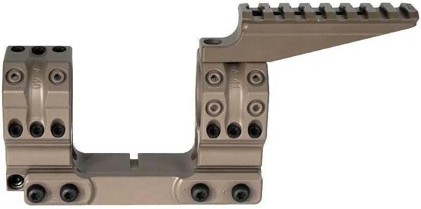 30/34mm Tube Dual Ring Scope Cantilever Mount & Top Extend Rail Base Mounting Set Combo With Integrate Bubble Levels & 10-Degree Wedge，1.54/1.93" Optical Centerline Height，For Standard 20mm Rail，Tan