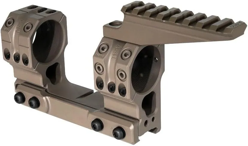30/34mm Tube Dual Ring Scope Cantilever Mount & Top Extend Rail Base Mounting Set Combo With Integrate Bubble Levels & 10-Degree Wedge，1.54/1.93" Optical Centerline Height，For Standard 20mm Rail，Tan