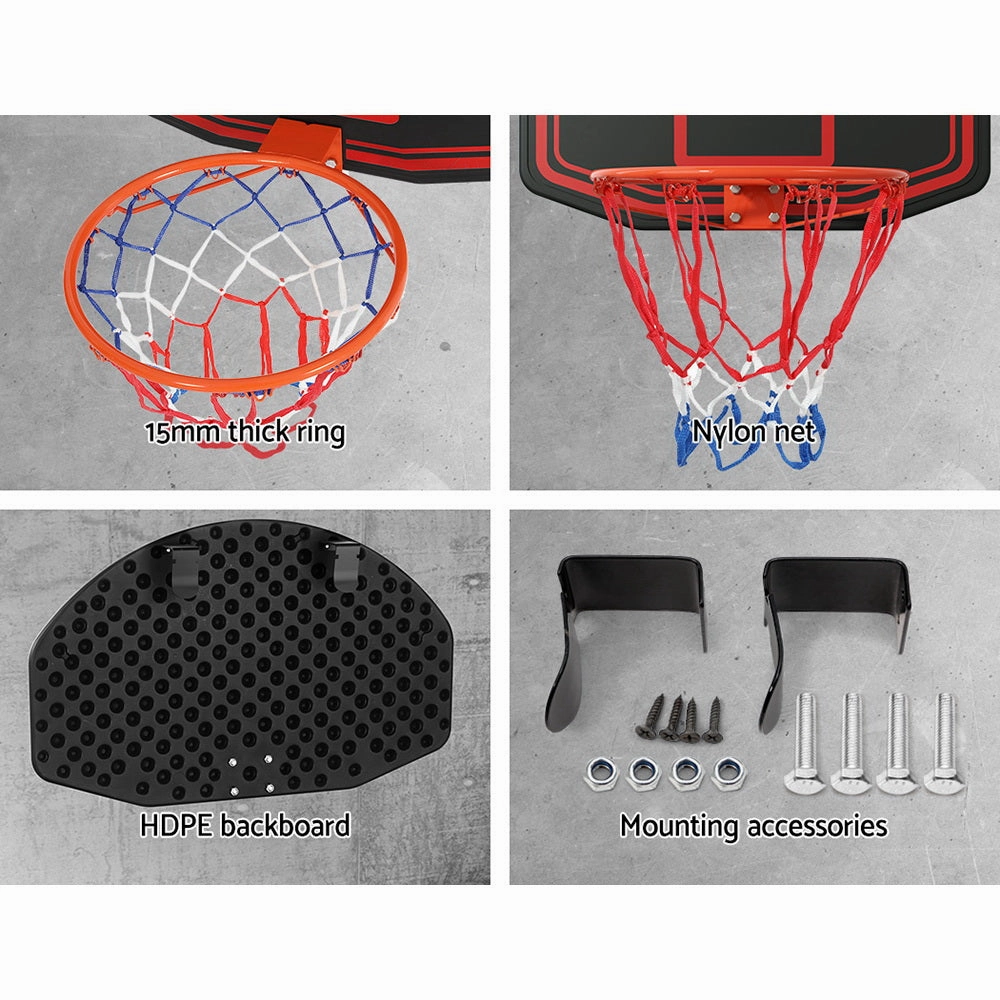 38" Wall Mounted Basketball Hoop Backboard - Black