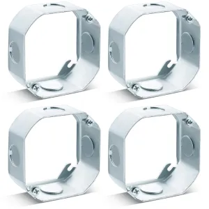 4 Pcs 4 Inch Octagon Extension Ring Ceiling Outlet Box 1-1/2-Inch Deep Round Electrical Junction Box Extender Deep Steel 15.5 Cu. in. Capacity