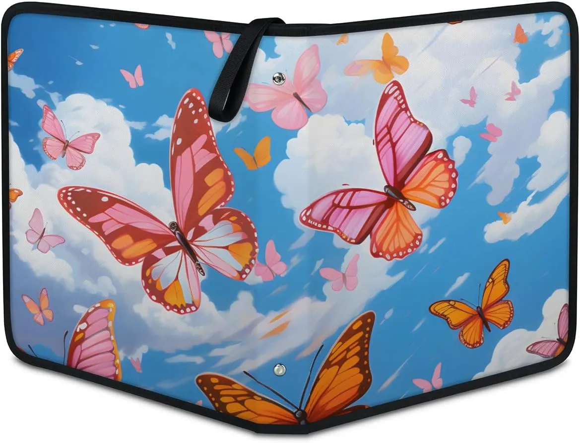4 Pocket Card Binder, Abstract Butterfly 400 Pockets Collector Album with Zipper Trading Card Binder, Colorful Butterfly Double Sided Pocket Collection Binder