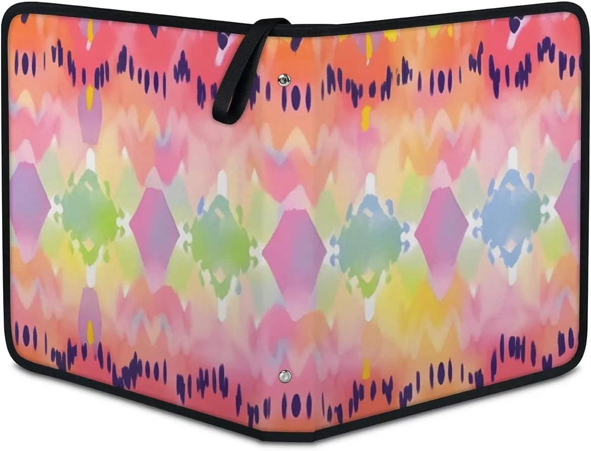 4 Pocket Card Binder, Colorful Powder 400 Pockets Collector Album with Zipper Trading Card Binder, Watercolor Spray Double Sided Pocket Collection Binder