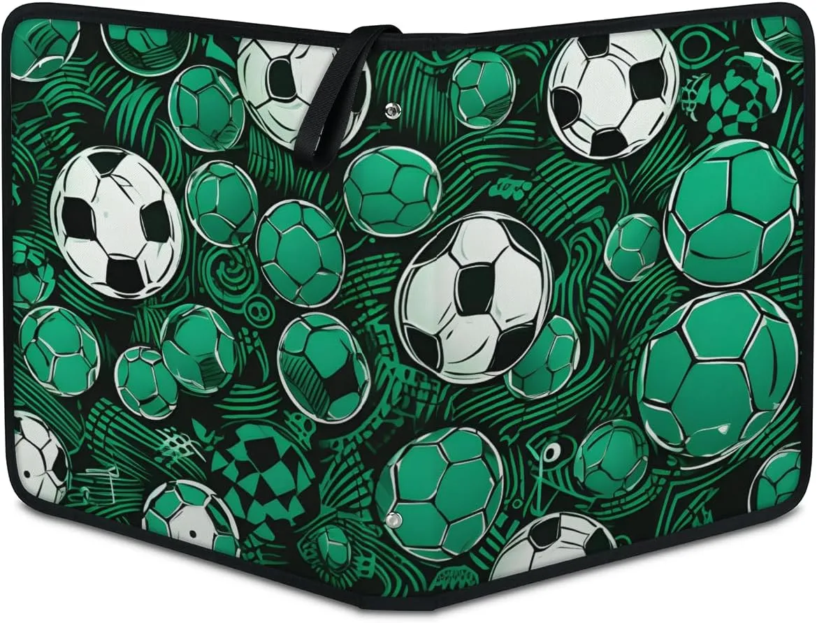 4 Pocket Card Binder, Sport Football 400 Pockets Collector Album with Zipper Trading Card Binder, Colorful Football Double Sided Pocket Collection Binder
