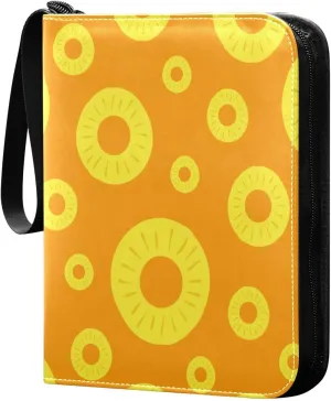 4 Pocket Card Binder with 50 Removable Sleeves Colorful Pineapples Trading Card Binder Collector Card Album for 400 Game Sports Cards