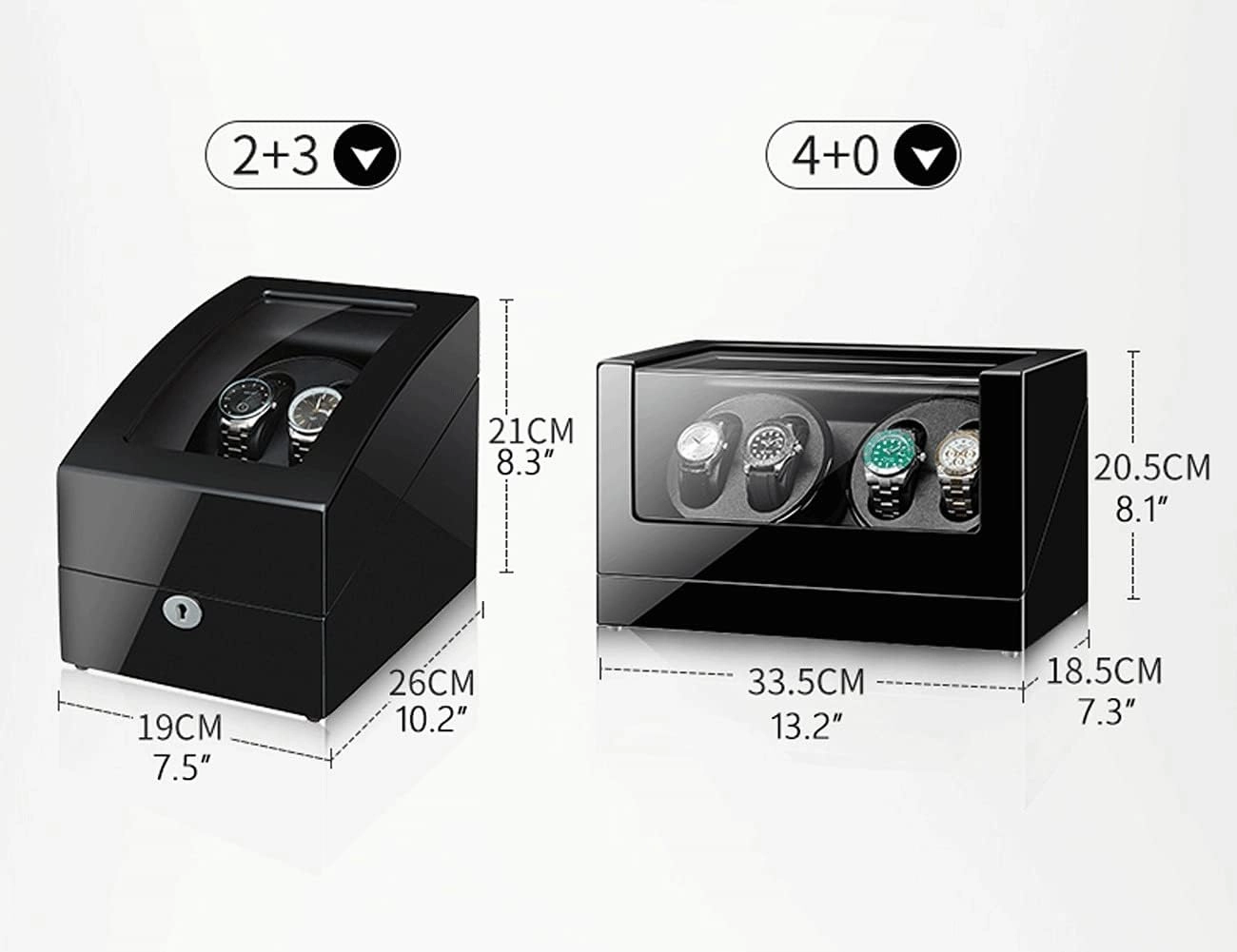4 6 Watch Winder, PU Case, LED Light, Diagonal Winding, Vertical Winding, Quiet Sleep, 5 Mode Watch Shaker Watch Winder Display Watch Box Case Watch Storage