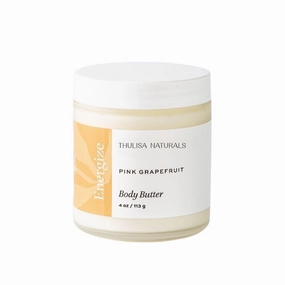 4 oz Organic Shea Butter Body Butter - Moisturizing Body Cream for Dry Skin with Pure Essential Oils of Pink Grapefruit - By Thulisa Naturals (Grapefruit)