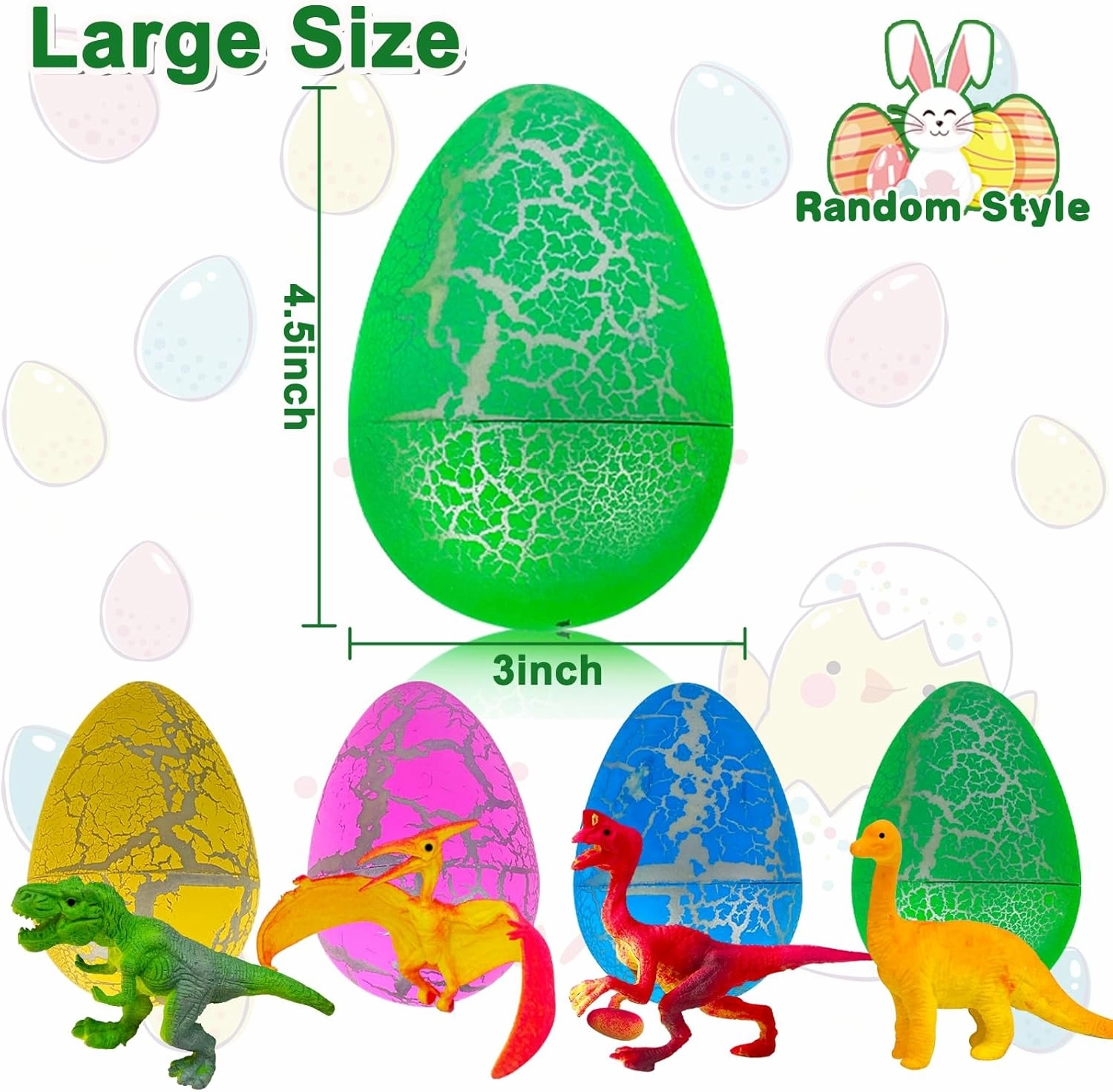 4 Pack 4.5" Large Dinosaur Hatching Surprise Eggs Dinos Eggs Toys for Kids Toddlers, Grow in Water Dinosaur Party Favors Goodie Treat Bag Basket Stuffers Gifts Birthday Classroom Prizes for Boys Girls