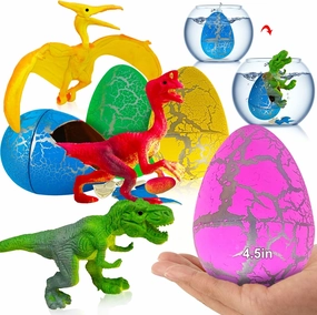 4 Pack 4.5" Large Dinosaur Hatching Surprise Eggs Dinos Eggs Toys for Kids Toddlers, Grow in Water Dinosaur Party Favors Goodie Treat Bag Basket Stuffers Gifts Birthday Classroom Prizes for Boys Girls