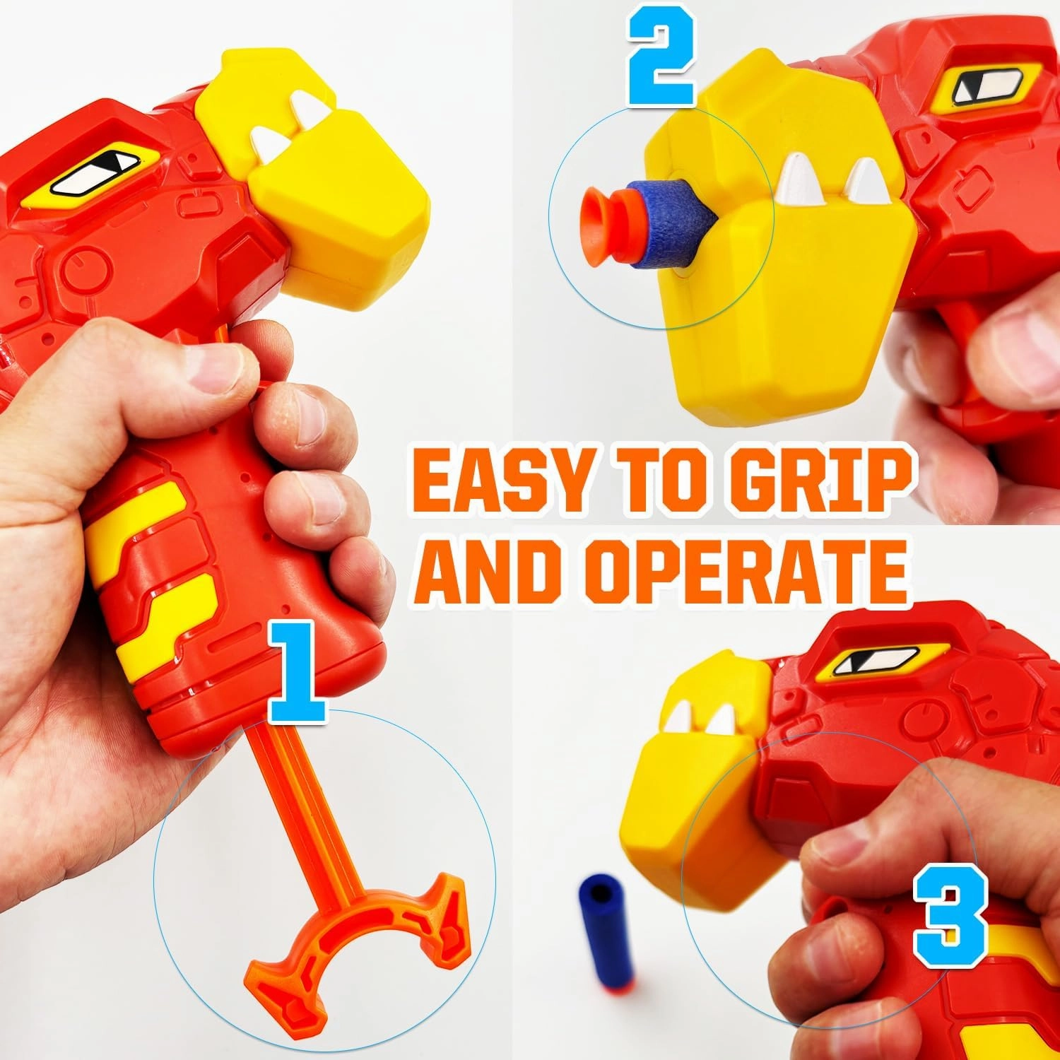 4-Pack Mini Dinosaur Toy Guns Set for Kids Nerf Party Favors, Family Small Dino Blaster Bulk for Toddlers Age 3 4 5 6, Ideal Boys Gift Birthday Valentine Easter Christmas Stocking Stuffers