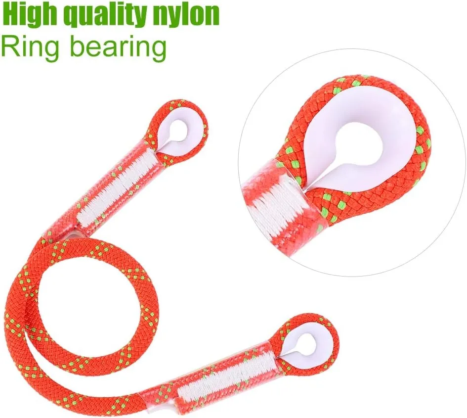 60/120/150cm Outdoor Climbing Rope, Survival Climbing Safety Rope with Ring Bearing Multipurpose Mountaineering Lanyard Cord for Arborist Mountaineering (60cm)
