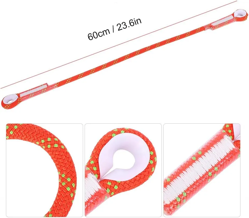 60/120/150cm Outdoor Climbing Rope, Survival Climbing Safety Rope with Ring Bearing Multipurpose Mountaineering Lanyard Cord for Arborist Mountaineering (60cm)