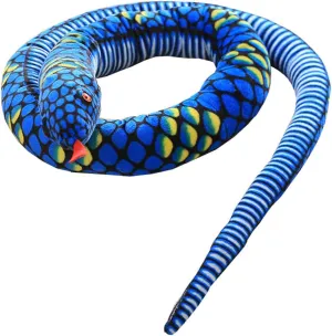 67 Inches Giant Snake Plush Toy Realistic Cobra Stuffed Animal Toy for Birthday Party Gifts for Kids Boys Girls Women & Men (Blue)