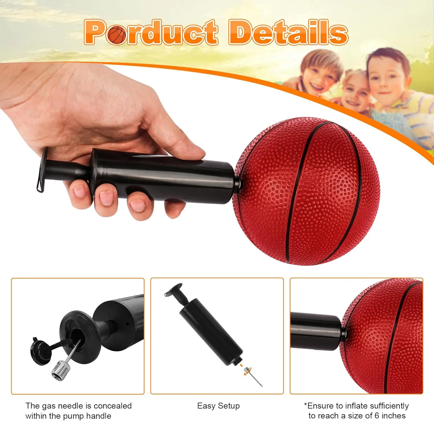 6" Mini Basketballs, 6 Pack Small Basketball for Kids Basketball Hoop, PVC Mini Toy Basketball for Indoor Basketball Hoop, Pool Basketball for Toddler Adults Outdoor