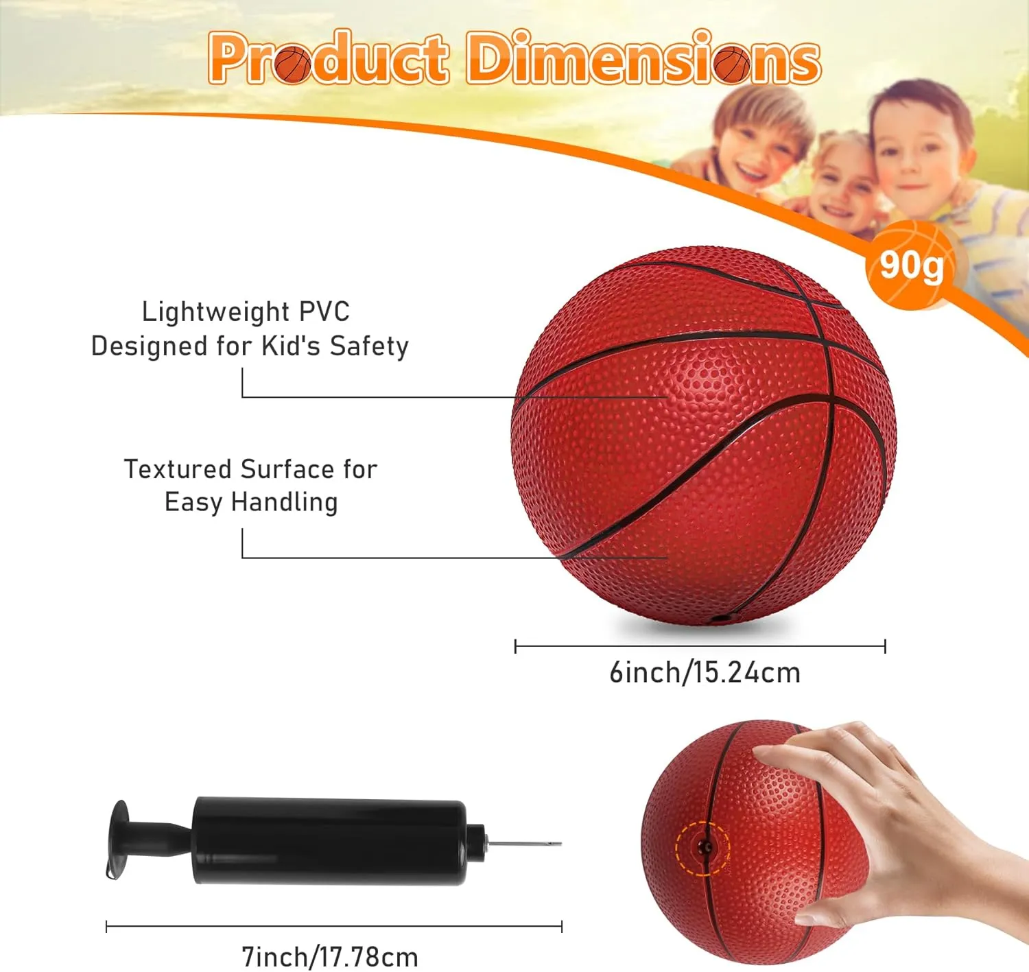 6" Mini Basketballs, 6 Pack Small Basketball for Kids Basketball Hoop, PVC Mini Toy Basketball for Indoor Basketball Hoop, Pool Basketball for Toddler Adults Outdoor
