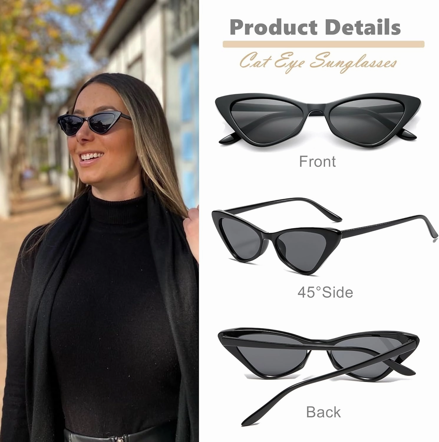 8 Pack Retro Cat Eye Sunglasses Vintage Narrow Cateye Neon Party Glasses Bulk for Women