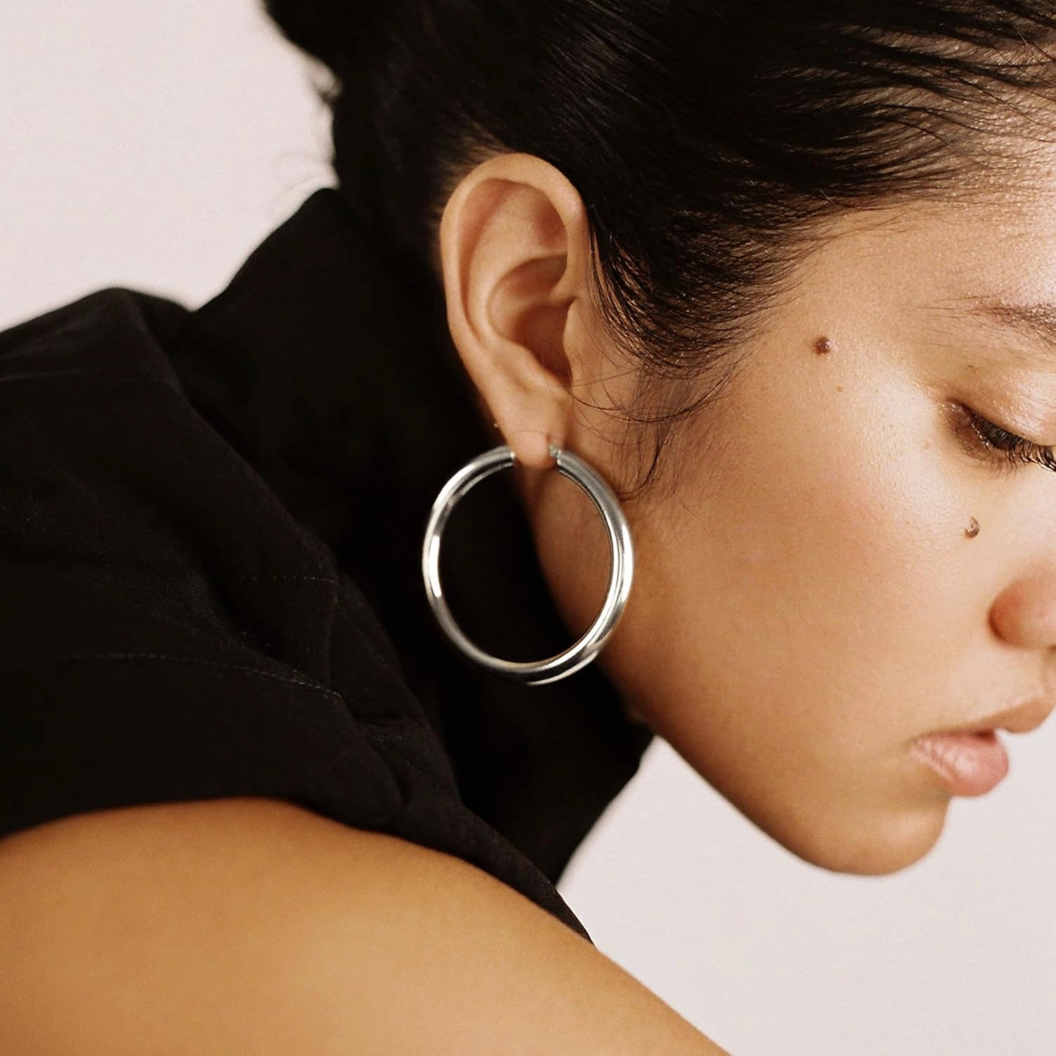 8mm Wide Chunky Gold Hoops 14K Real Gold Plated Hypoallergenic 925 Sterling Silver Hoops Lightweight Big Gold Hoop Earrings for Women 30/40/50/60mm
