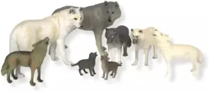 8PCS Realistic Wolf Figurines – Wild Animal Pack, Durable Plastic Wolf Toys for Kids, Boys, and Girls – Perfect for Jungle, Forest, and Imaginative Play