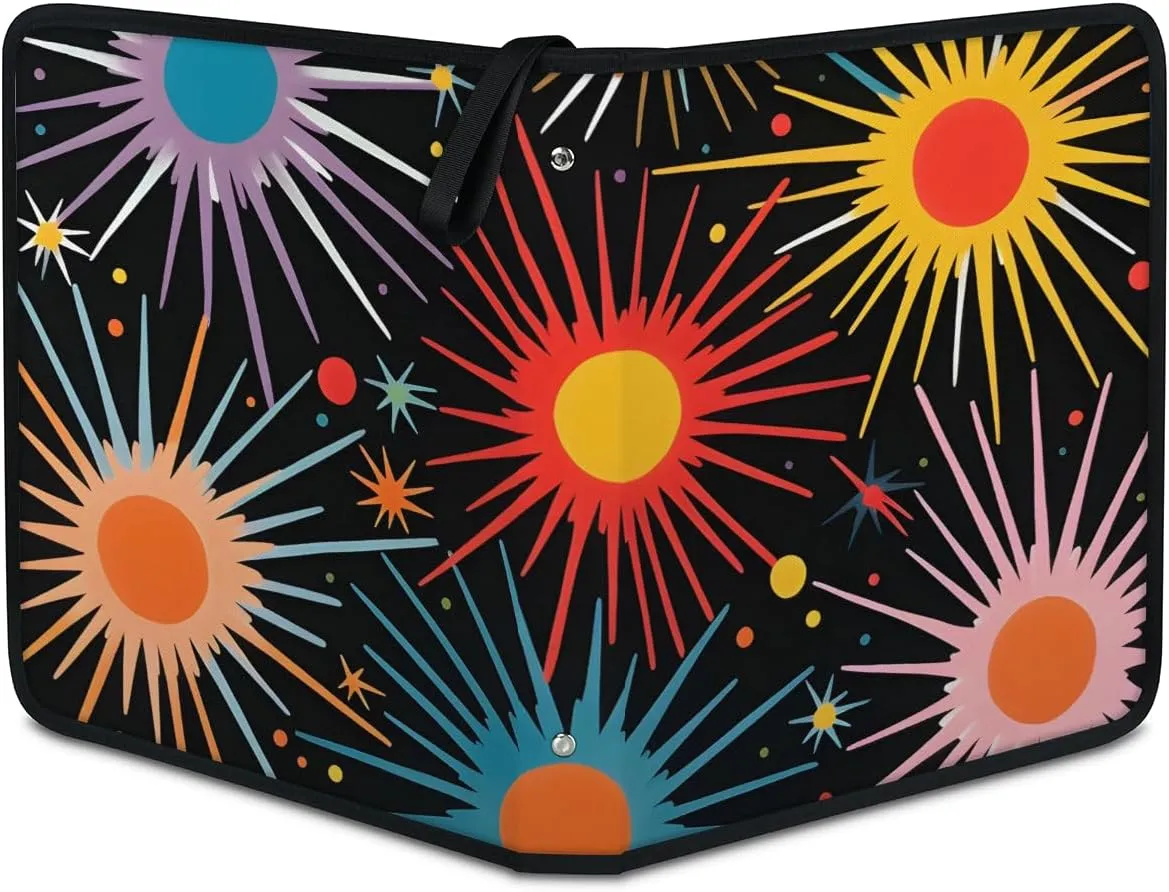 9 Pocket Card Binder, Abstract Sun 900 Pockets Collector Album with Zipper Trading Card Binder, Colorful Sun Double Sided Pocket Collection Binder