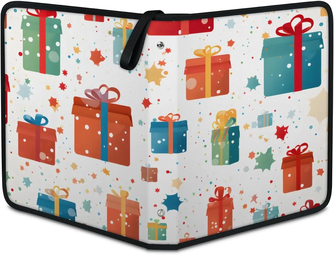 9 Pocket Card Binder, Christmas Gift Box 900 Pockets Collector Album with Zipper Trading Card Binder, Colorful Graffiti Double Sided Pocket Collection Binder