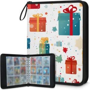 9 Pocket Card Binder, Christmas Gift Box 900 Pockets Collector Album with Zipper Trading Card Binder, Colorful Graffiti Double Sided Pocket Collection Binder