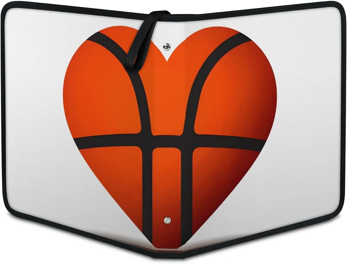 9 Pocket Card Binder, Heart Basketball 900 Pockets Collector Album with Zipper Trading Card Binder, Colorful Basketball Double Sided Pocket Collection Binder