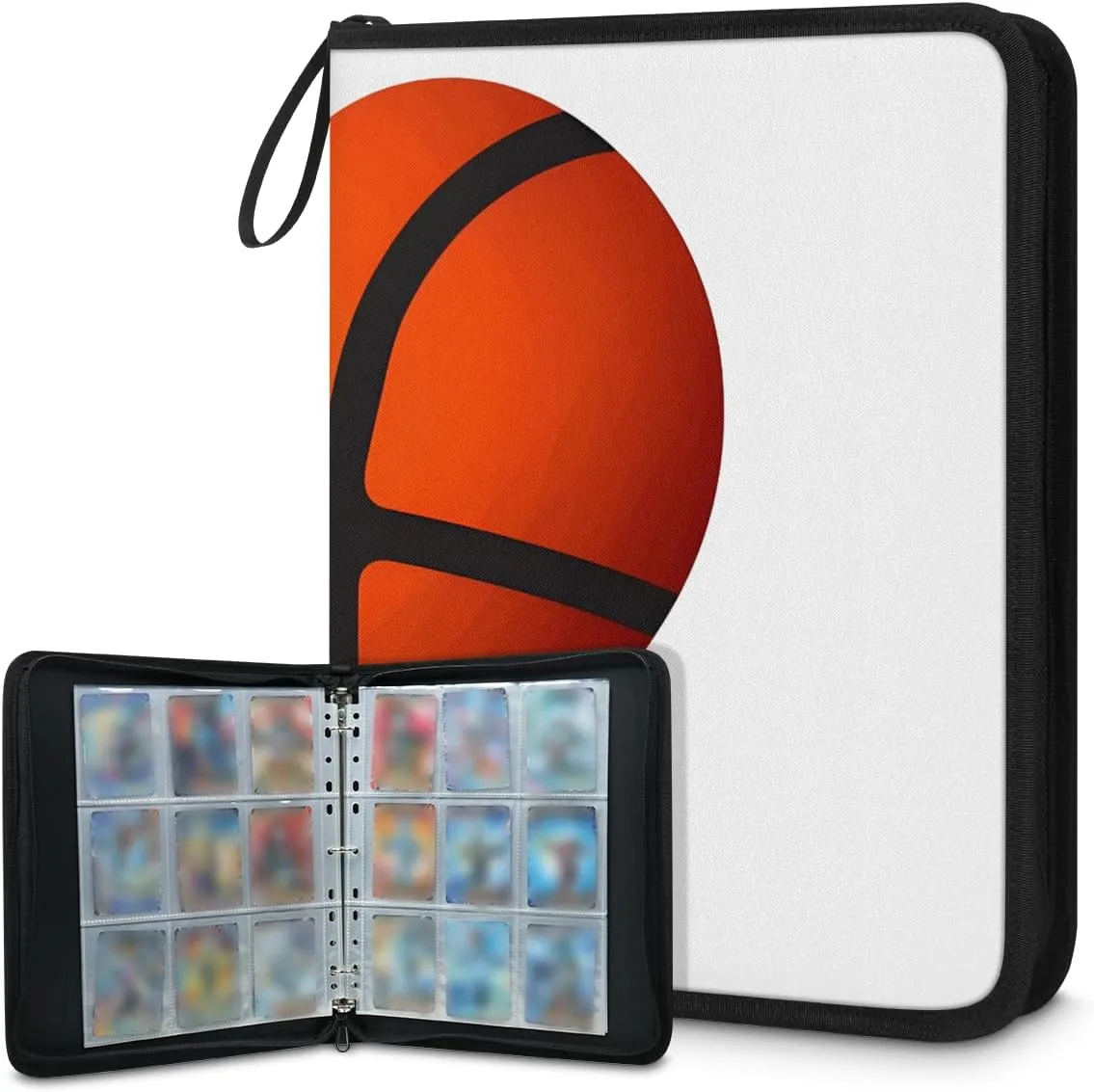 9 Pocket Card Binder, Heart Basketball 900 Pockets Collector Album with Zipper Trading Card Binder, Colorful Basketball Double Sided Pocket Collection Binder