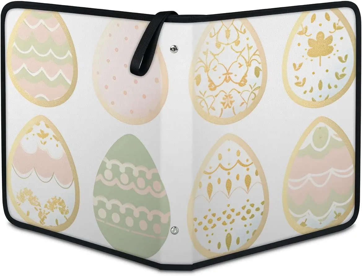 9 Pocket Card Binder, Oil Painting Floral 900 Pockets Collector Album with Zipper Trading Card Binder, Easter Egg Double Sided Pocket Collection Binder