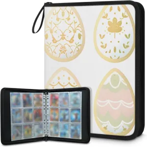 9 Pocket Card Binder, Oil Painting Floral 900 Pockets Collector Album with Zipper Trading Card Binder, Easter Egg Double Sided Pocket Collection Binder