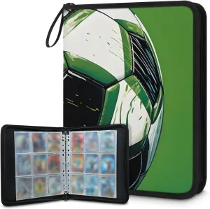 9 Pocket Card Binder, Retro Football 900 Pockets Collector Album with Zipper Trading Card Binder, Oil Painting Football Double Sided Pocket Collection Binder