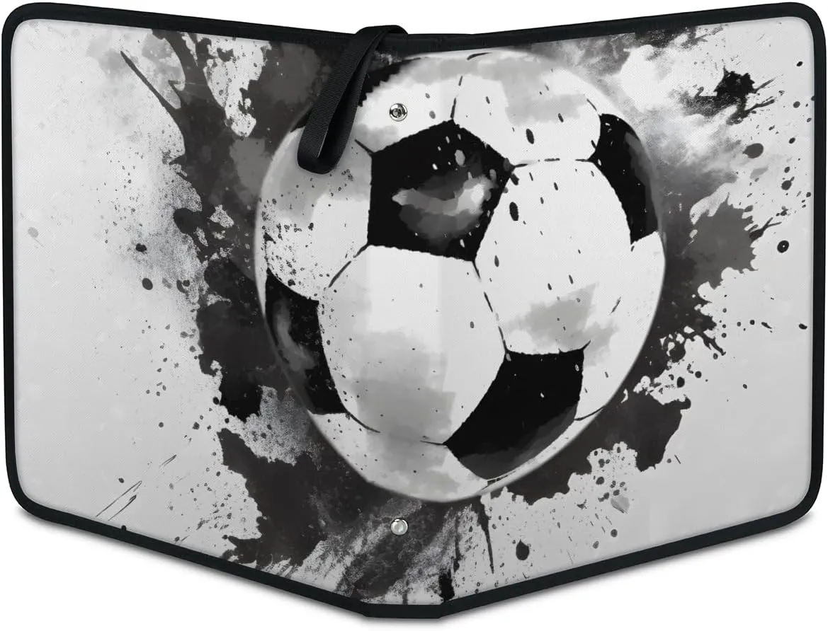 9 Pocket Card Binder, Watercolor Football 900 Pockets Collector Album with Zipper Trading Card Binder, Colorful Football Double Sided Pocket Collection Binder